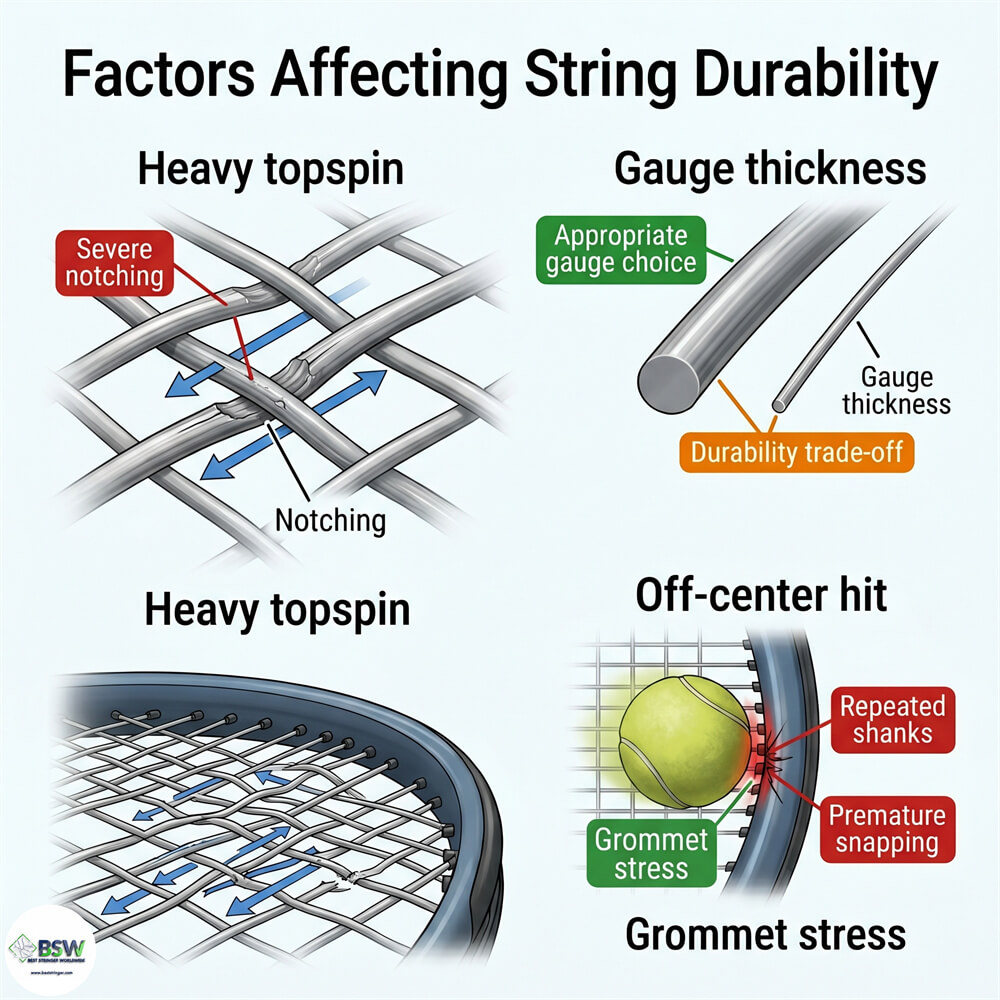 Analyzing factors affecting tennis string durability and wear