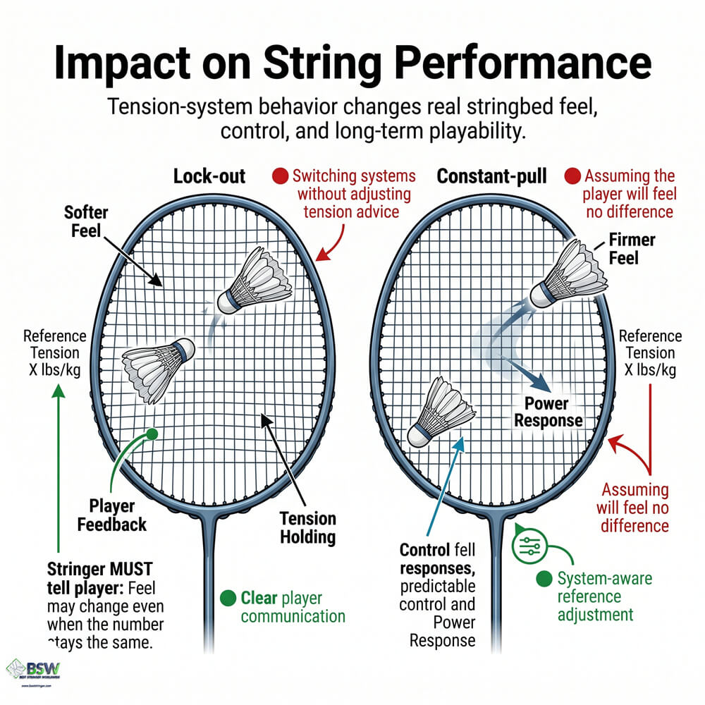 Certified stringer adjusting constant-pull tensioning settings