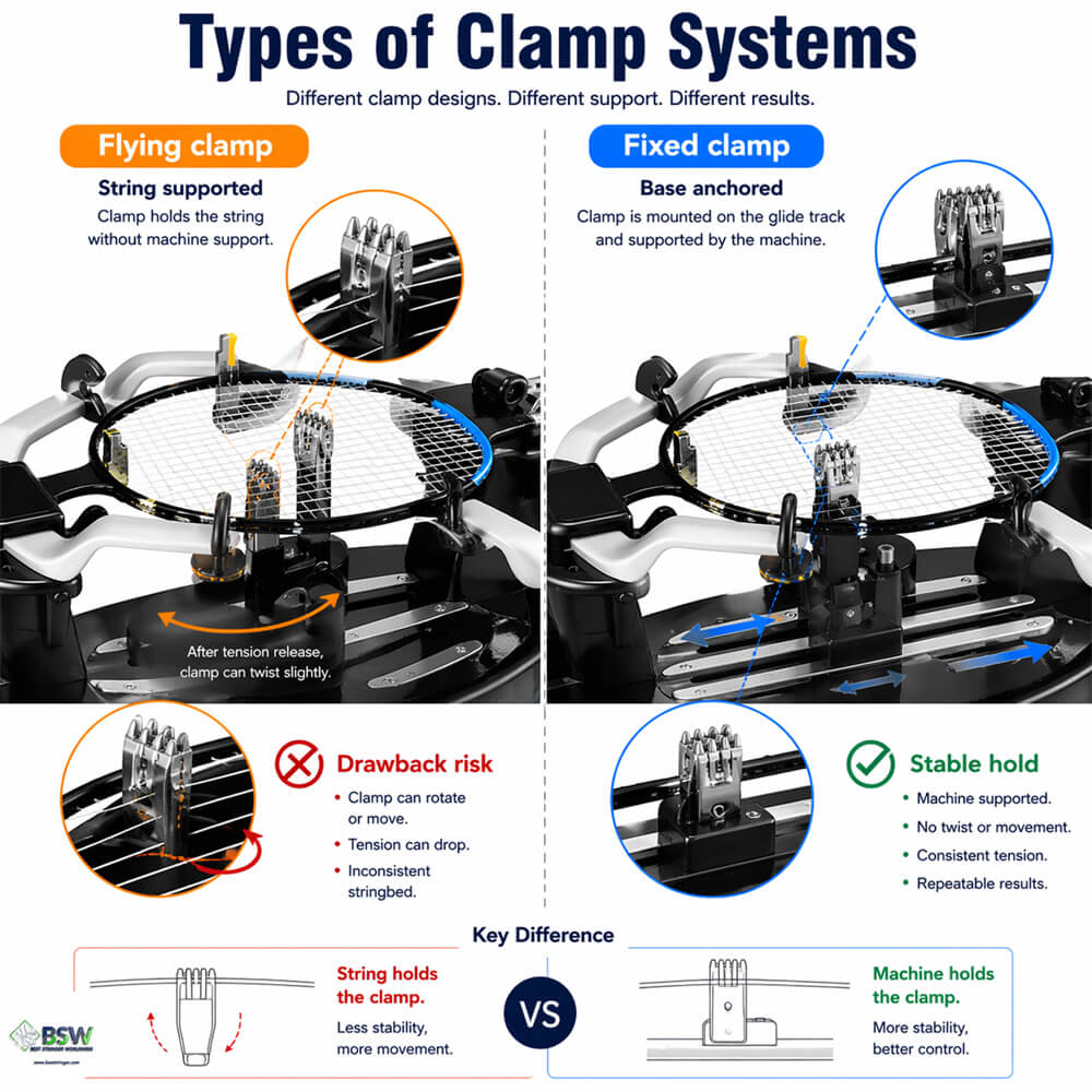 Flying clamp and fixed clamp comparison