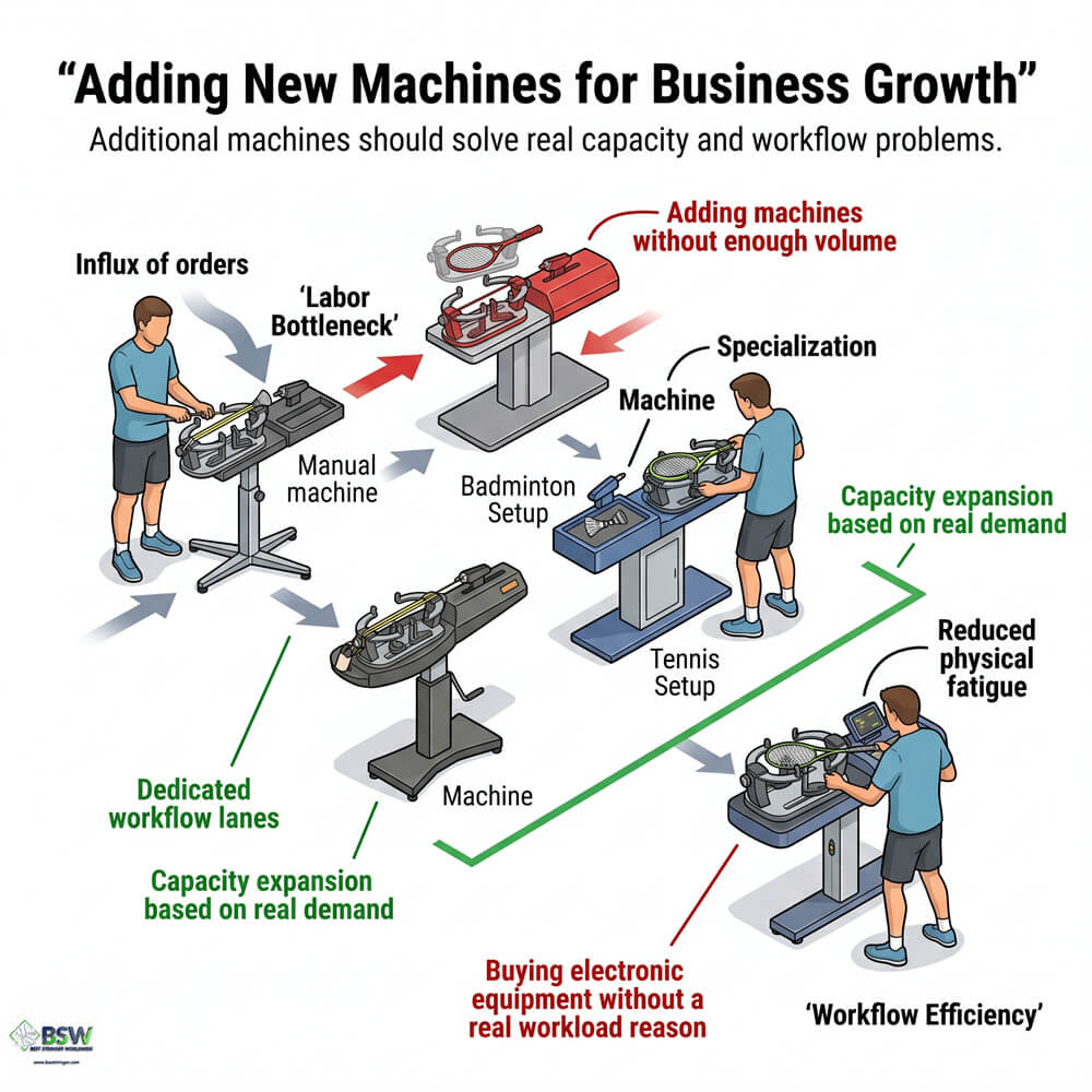 Hands-on testing a stringing machine before buying