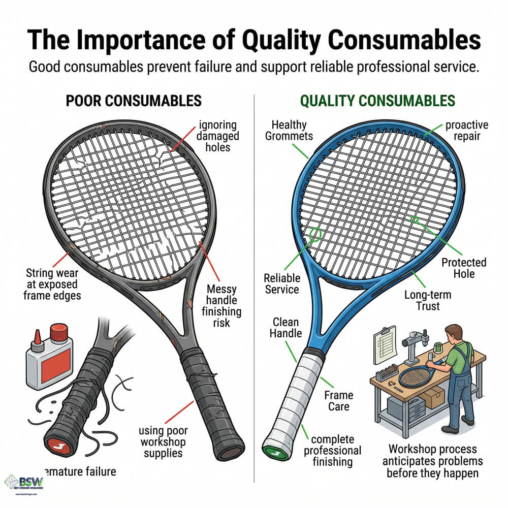 Lead tape and grip supplies for racquet customization