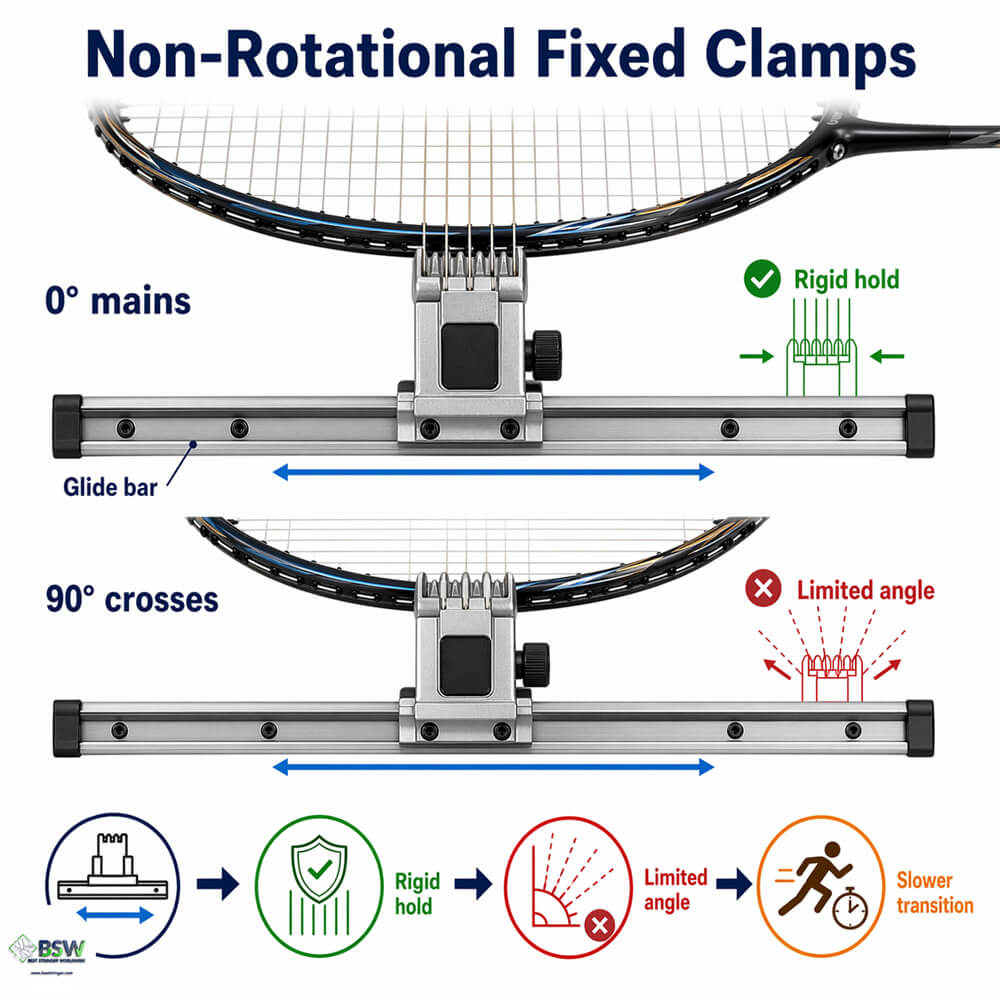 Non-rotational fixed clamp or glide bar clamp system
