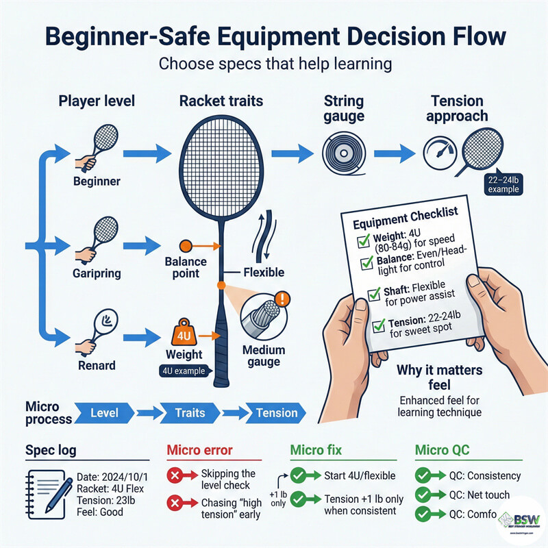 Player choosing a beginner-safe equipment setup