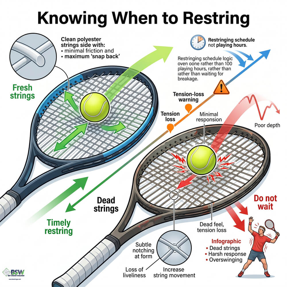 Professional stringer learning tennis restringing and durability logic