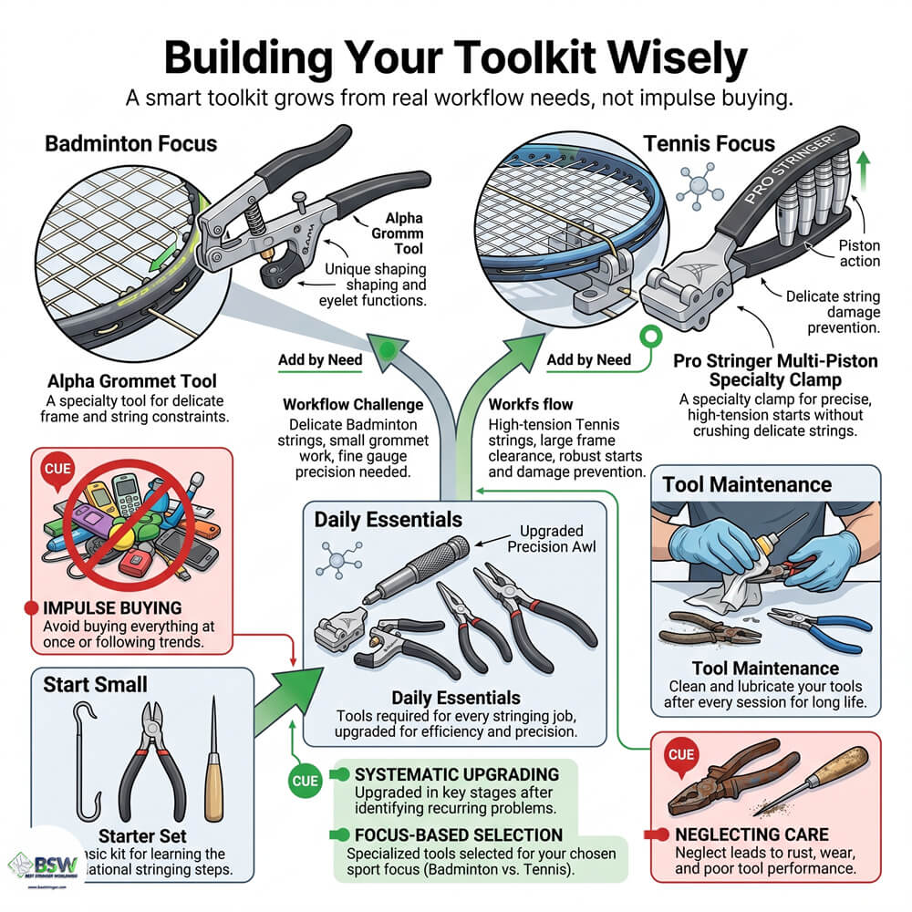 Professional stringer tools and flying clamps