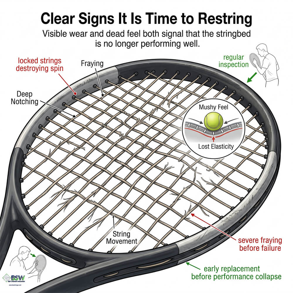 Signs it is time to restring a tennis racquet