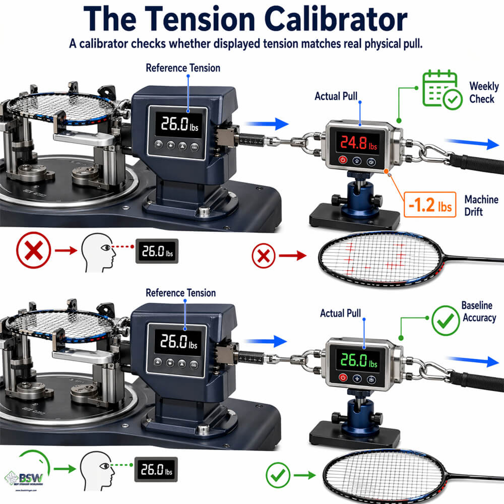 Stringbed stiffness tester for racquet stringing