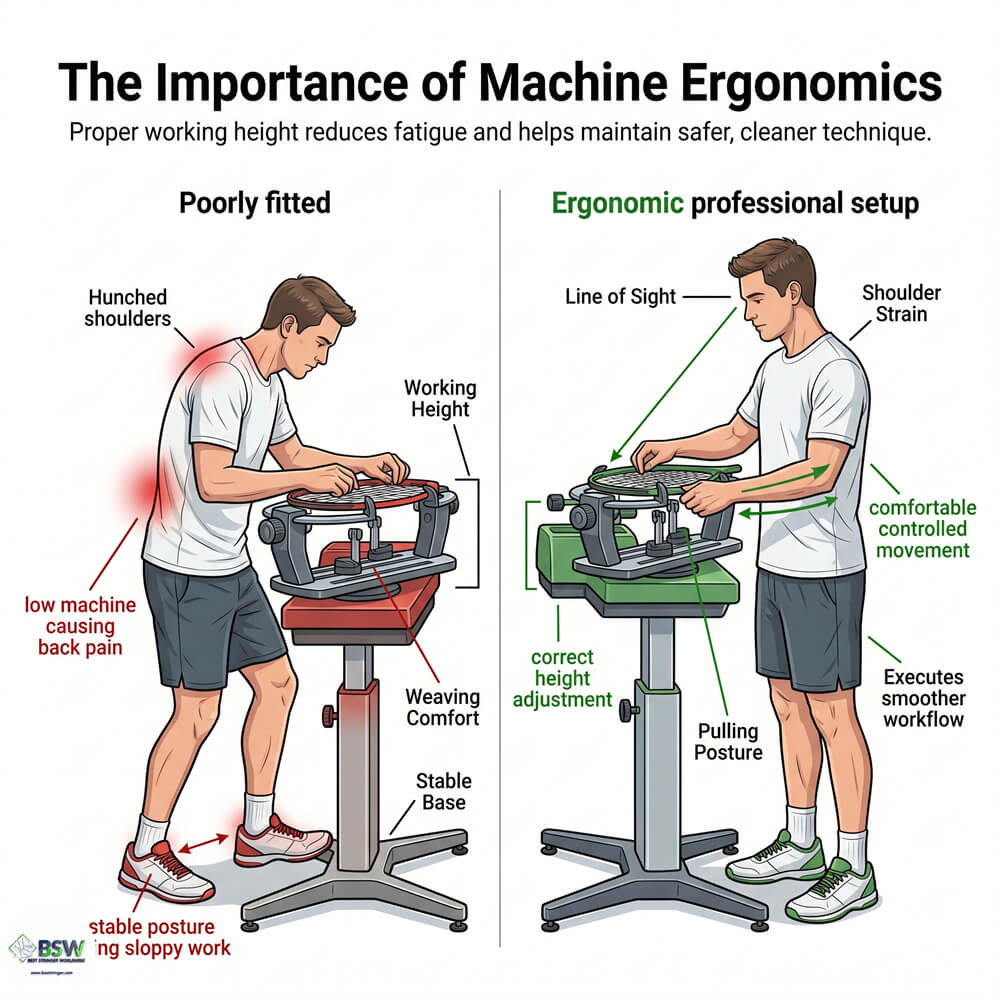 Tennis and badminton universal stringing machine compatibility