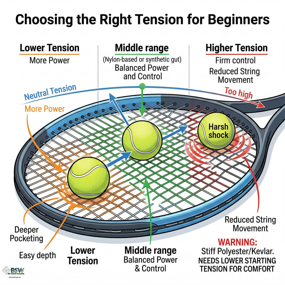 Tennis string tension and setup education