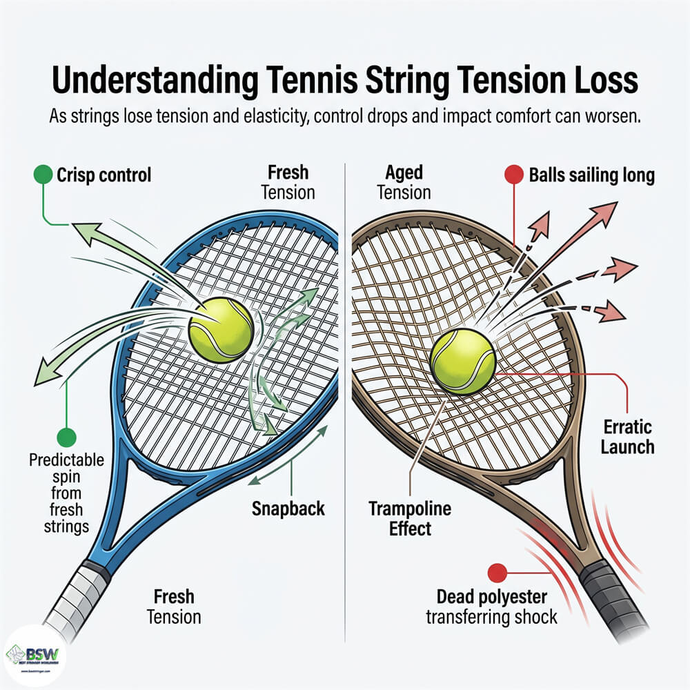 Tennis string tension loss explanation