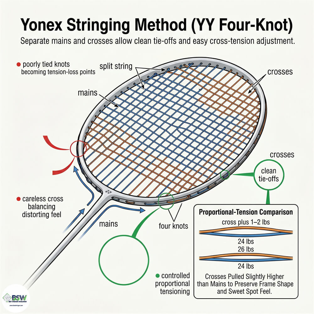 Yonex Stringing Method (YY Four-Knot) BSW