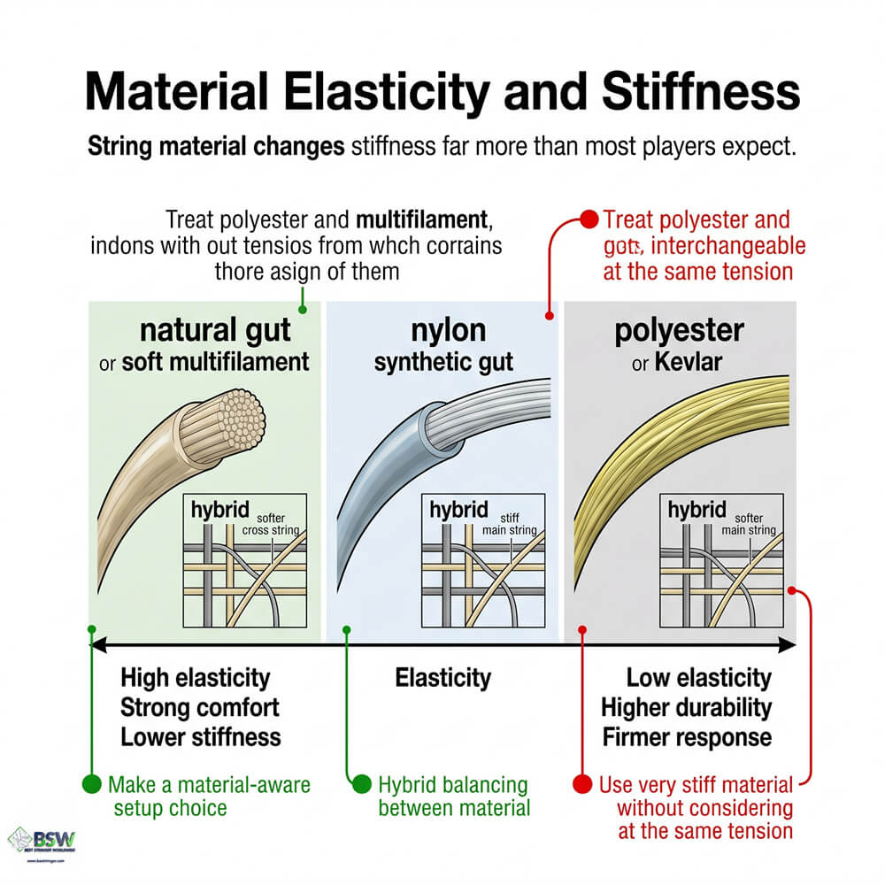 certified stringer examining tennis string type stiffness
