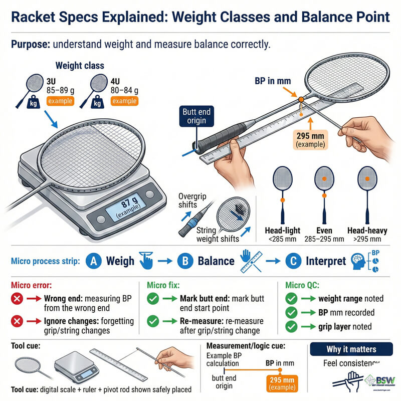 coach explaining balance point measured in mm from the butt end
