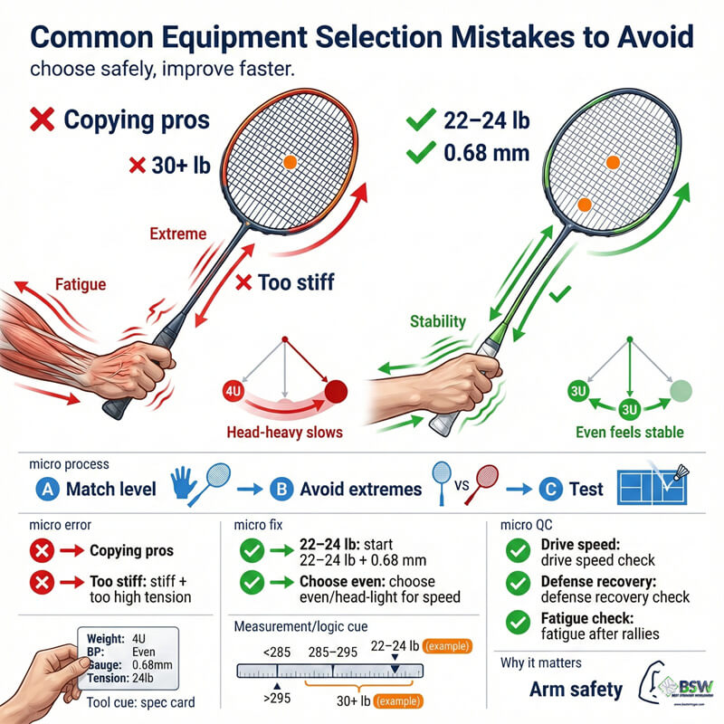 common equipment mistakes in badminton racket weight vs balance point selection