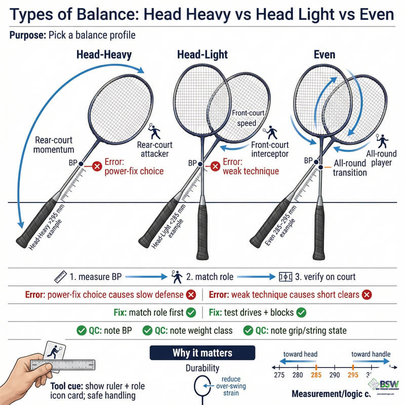 head heavy vs head light vs even balance badminton racket comparison