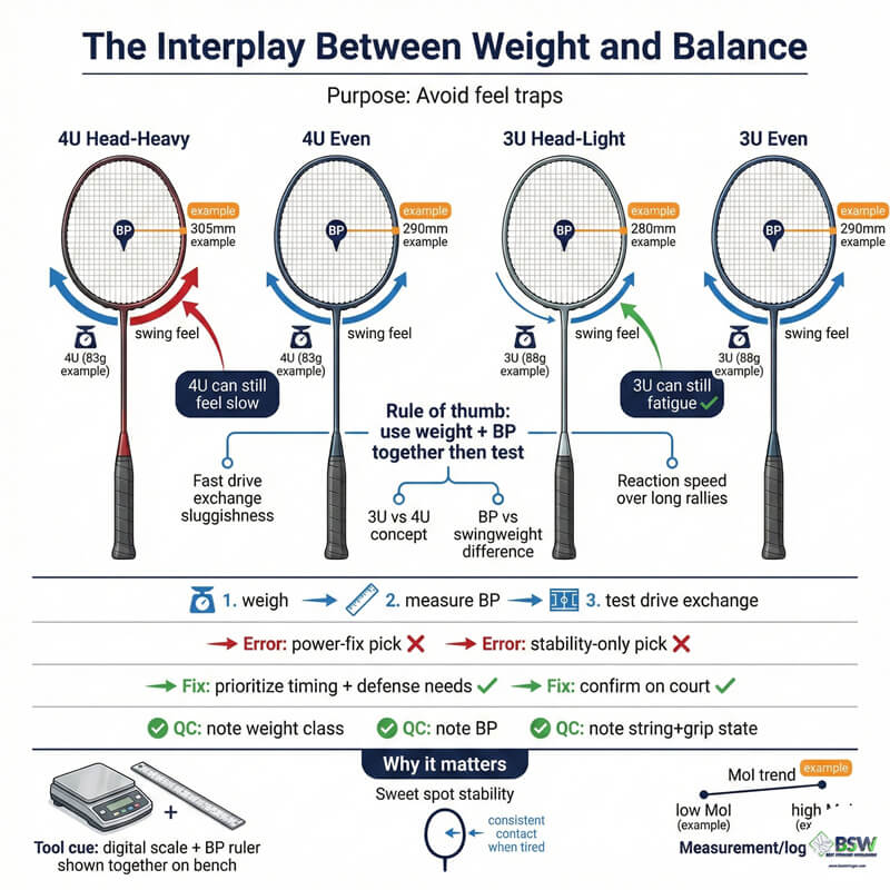 interplay between weight and balance point during maneuverability and fast exchanges