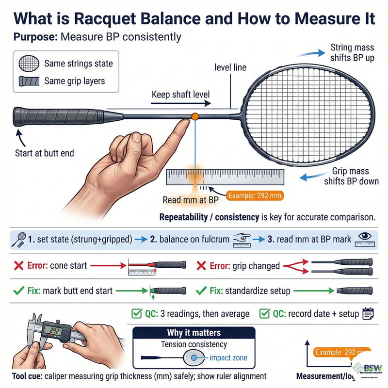 professional stringer demonstrating how strings and grips change measured BP