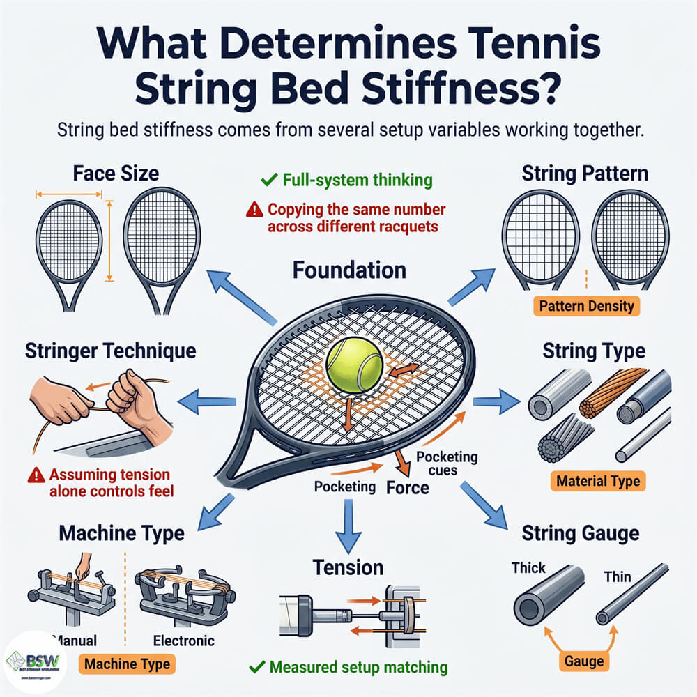 seven factors determining tennis string bed stiffness