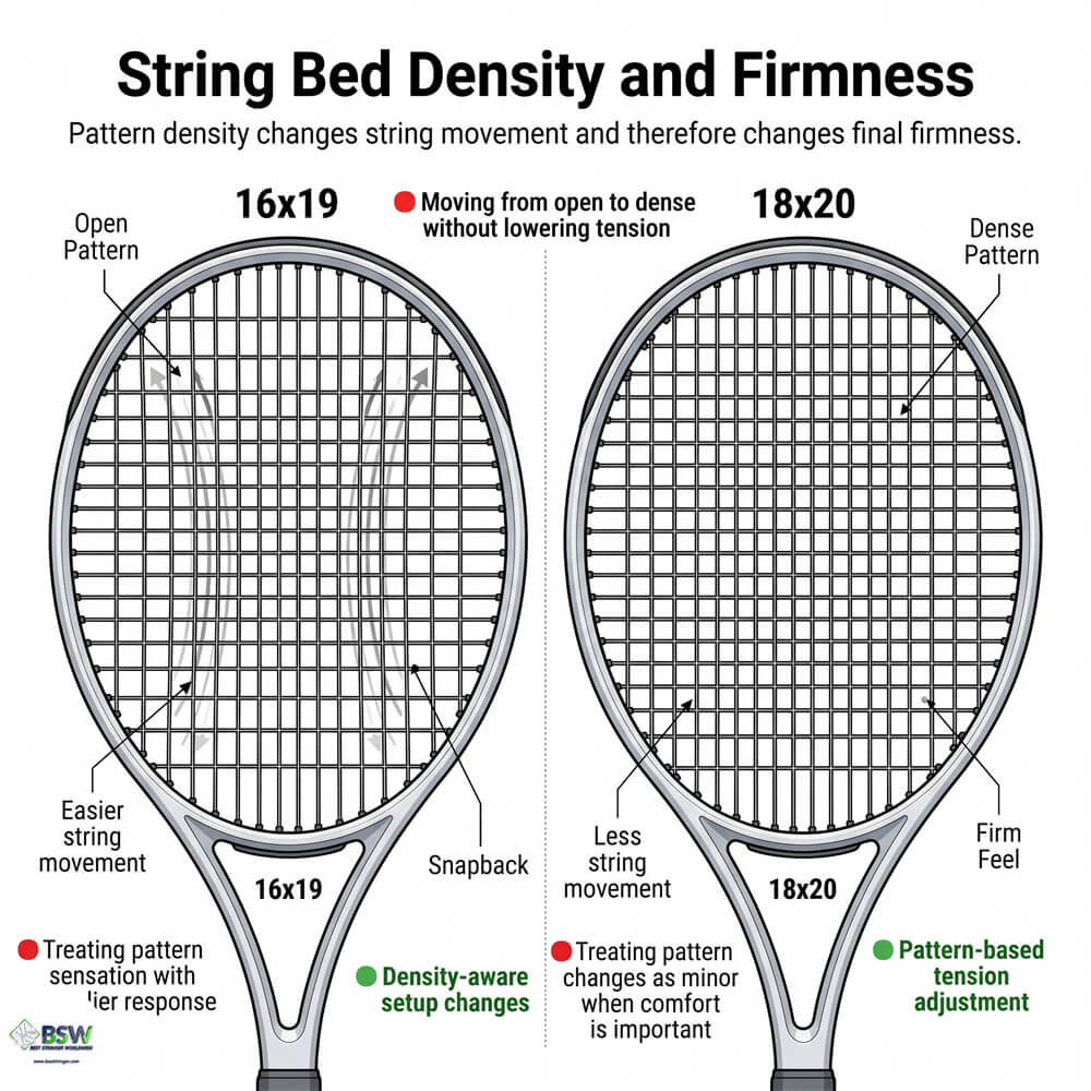 string pattern and string type effect on tennis racquet feel