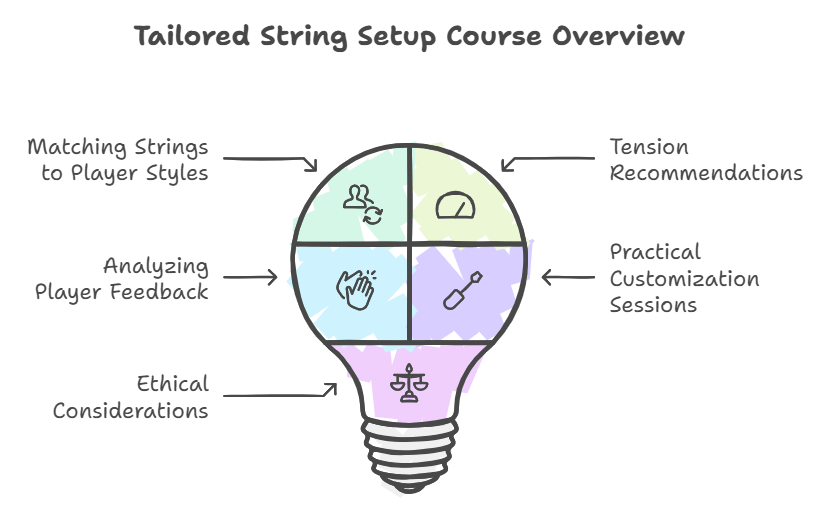 How does the course address the needs of different player types and skill levels BSW Best Stringer Certification