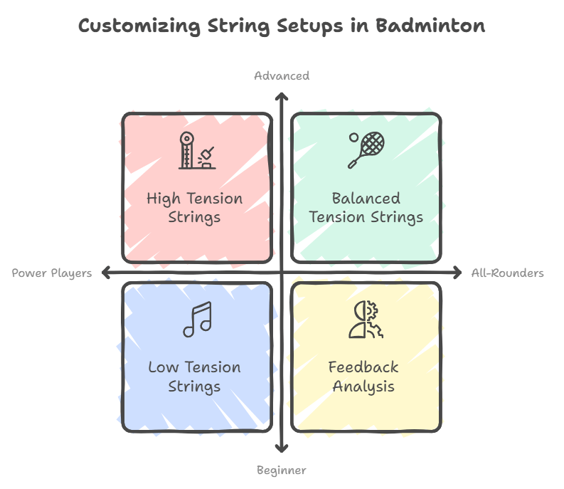 How does the course address the needs of different player types and skill levels in badminton Best Stringer Certification