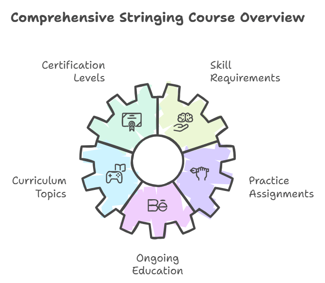 How does the course address the needs of stringers at different skill levels Best Stringer Worldwide Certification BSW