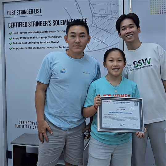 BSW certification award ceremony for badminton stringing course