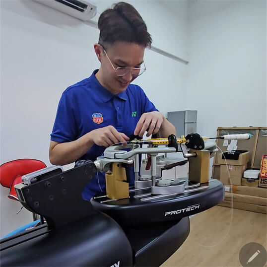 BSW professional stringing machine setup demonstration with Ricky Chen