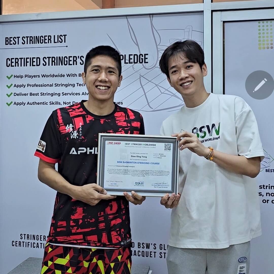 Siew Ging Yang Badminton Stringing Course and Certification Cyberjaya Selangor Malaysia by Best Stringer Worldwide