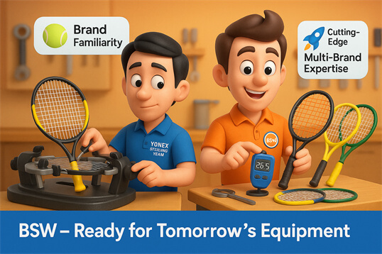 BSW 多品牌穿线技术与 Yonex 单一品牌焦点对比