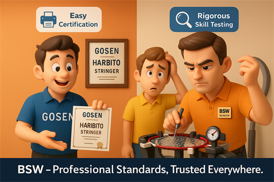 Badminton stringing certification options — Gosen or BSW