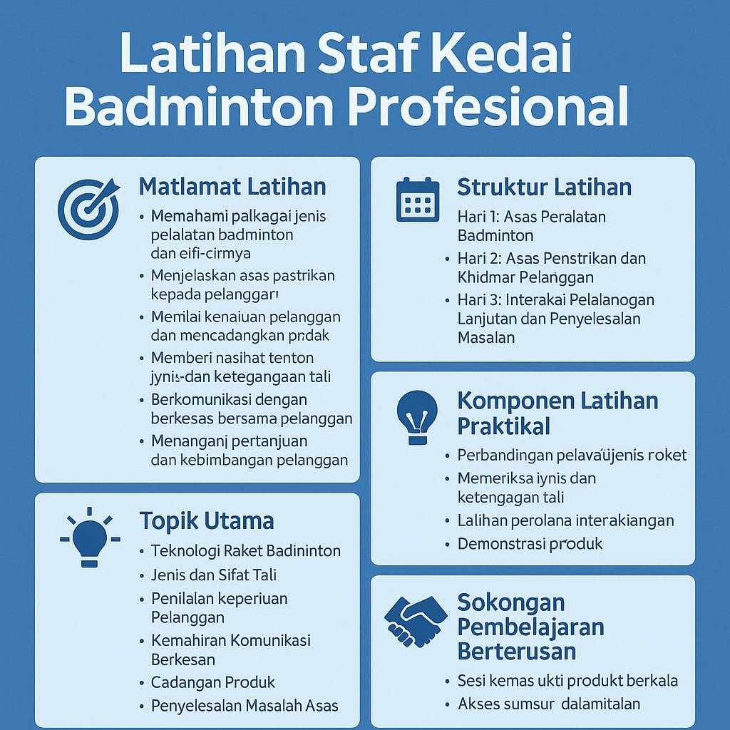 Latihan Kakitangan Kedai Badminton Profesional Penyusun Tali Bertauliah BSW