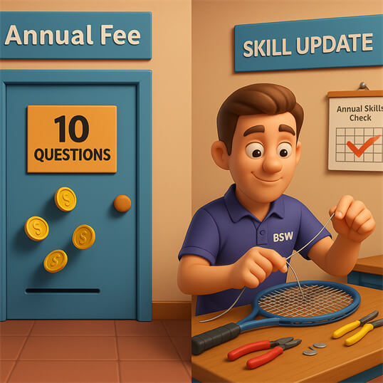 Most respected racquet stringing certification BSW Most respected racquet stringing certification BSW