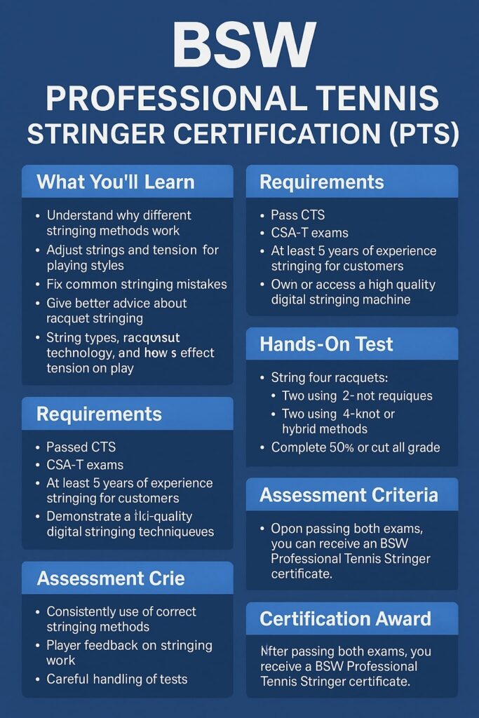 Professional Tennis Stringer (PTS) Certification Certified Stringer