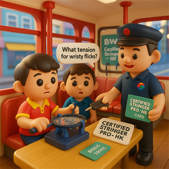 BSW Certified Stringer Hong Kong training in Hong Kong by BSW-Hong Kong demonstrating Certified Stringer Pro on electronic stringing machine