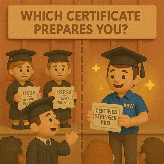 BSW certified stringer course compared to GRSA USRSA