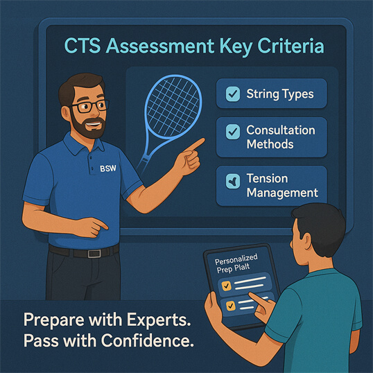 Stringer certification hands-on preparation 2025 professional equipment badminton tennis squash assessment