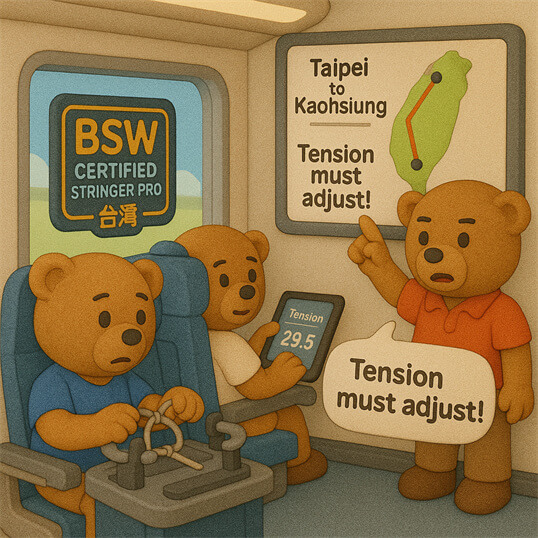 Professional racquet assessment and Certified Stringer Pro service by BSW-Chinese Taipei certified stringer in Chinese Taipei