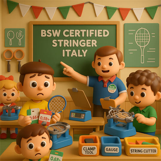 Professional racquet assessment and Certified Stringer Pro service by BSW-Italy certified stringer in Italy Professional racquet assessment and Certified Stringer Pro service by BSW-Italy certified stringer in Italy