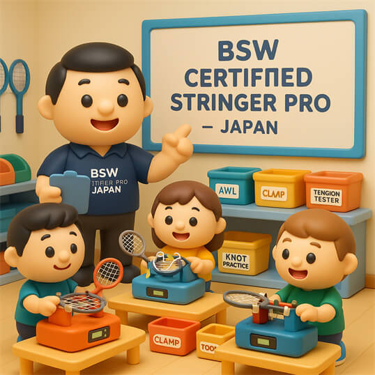 Professional racquet assessment and Certified Stringer Pro service by BSW-Japan certified stringer in Japan