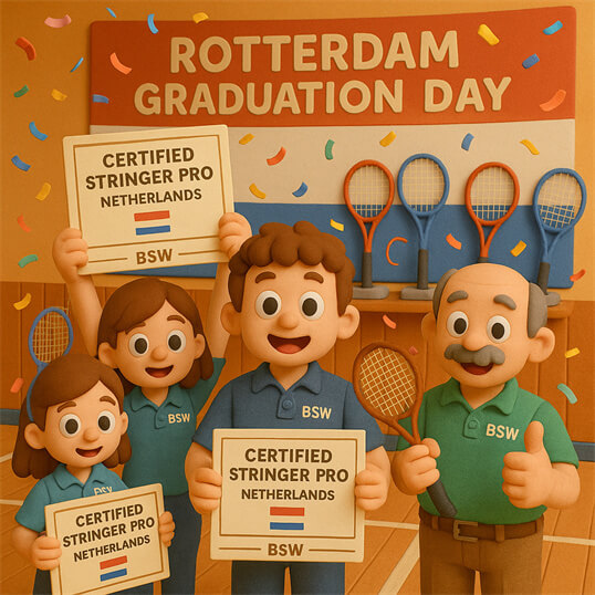 Professional racquet assessment and Certified Stringer Pro service by BSW-Netherlands certified stringer in Netherlands
