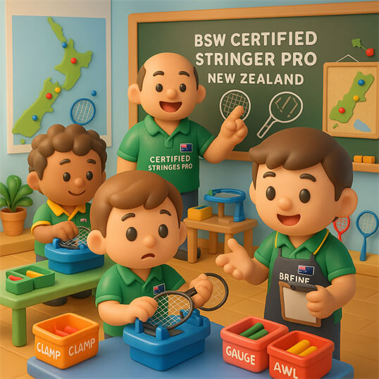 Professional racquet assessment and Certified Stringer Pro service by BSW-New Zealand certified stringer in New Zealand