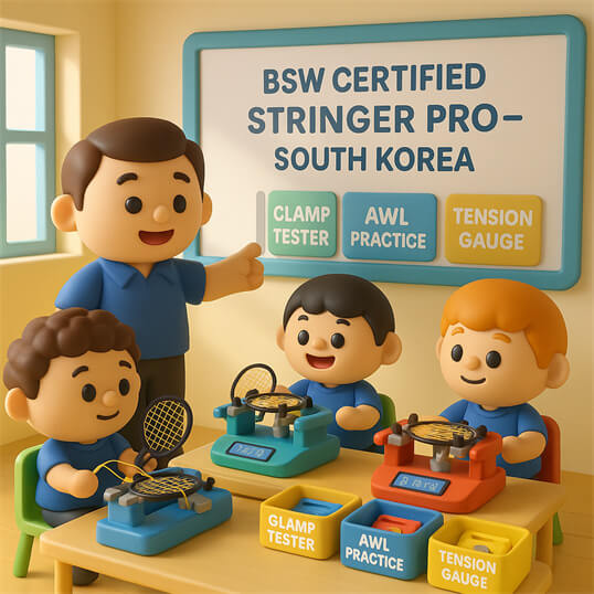 Professional racquet assessment and Certified Stringer Pro service by BSW-South Korea certified stringer in South Korea
