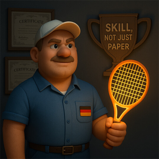 retired tennis player becomes full-time stringer in Germany