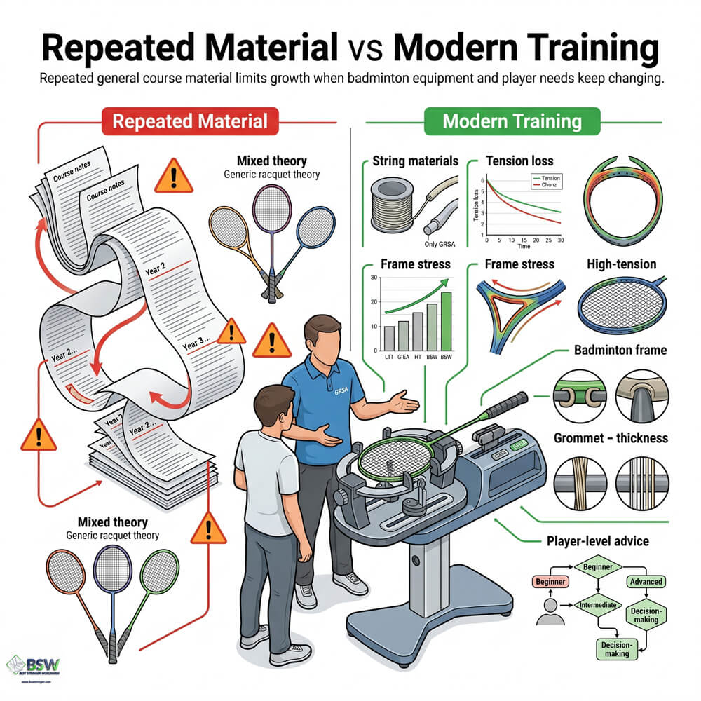 BSW small-class badminton stringing course for certified stringers