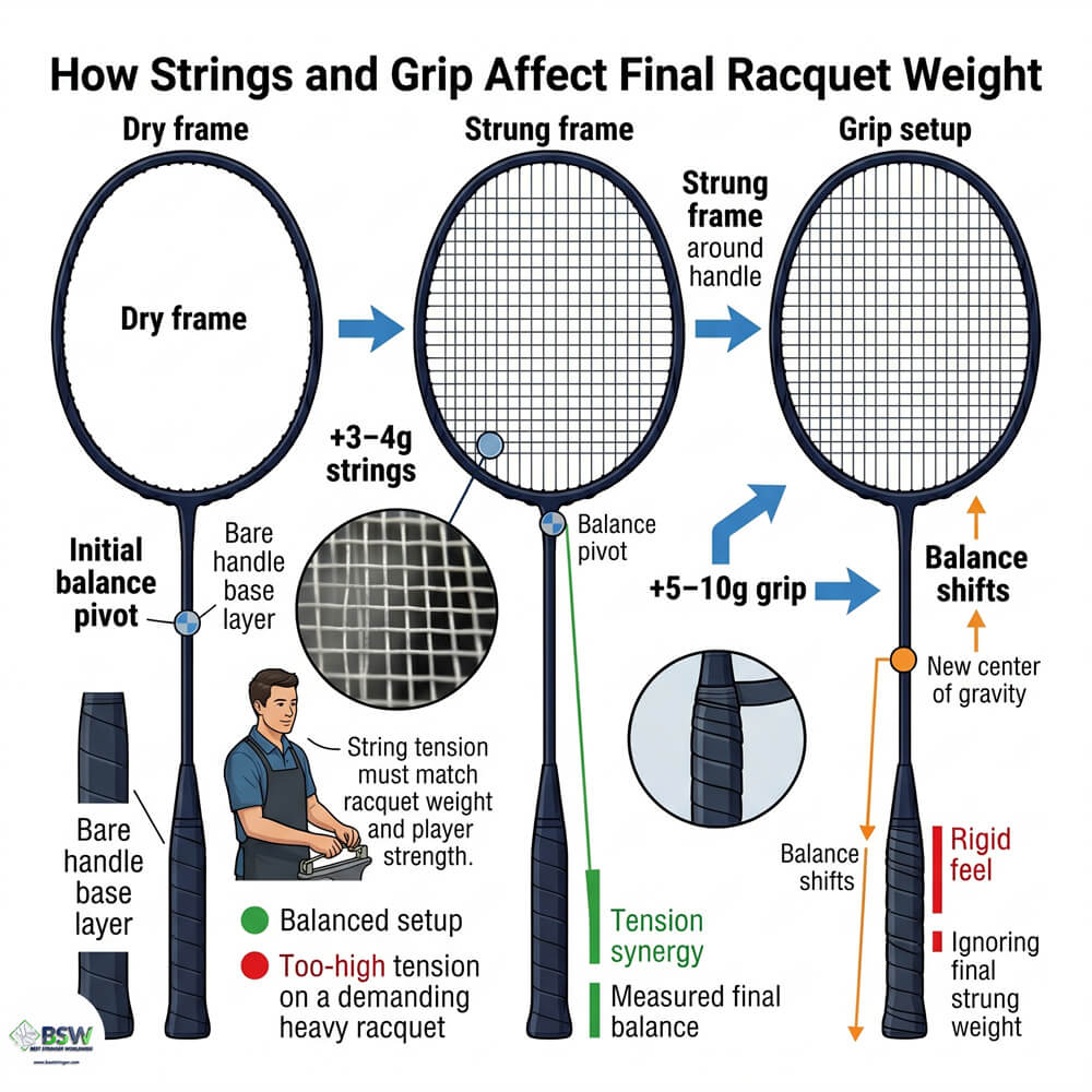 Badminton racquet performance analysis for WT BP LH and player selection