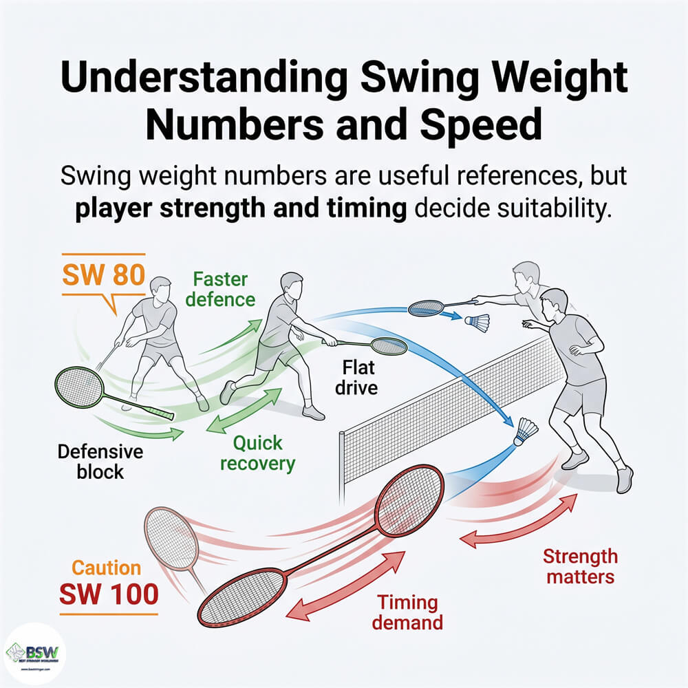 Badminton racquet performance analysis for WT BP LH and swing feel