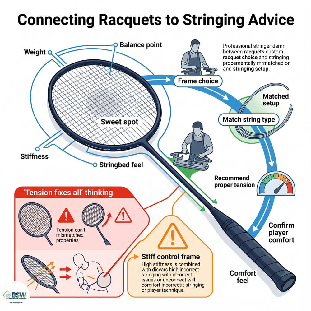 Badminton racquet selection consultation for player level, style, power, and control needs