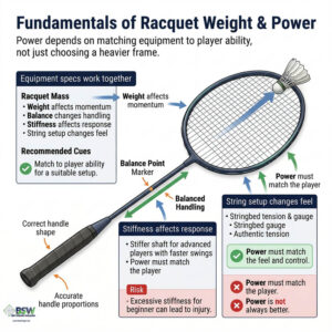 Raquettes de badminton plus rigides et retours constants sur toute la face de la raquette