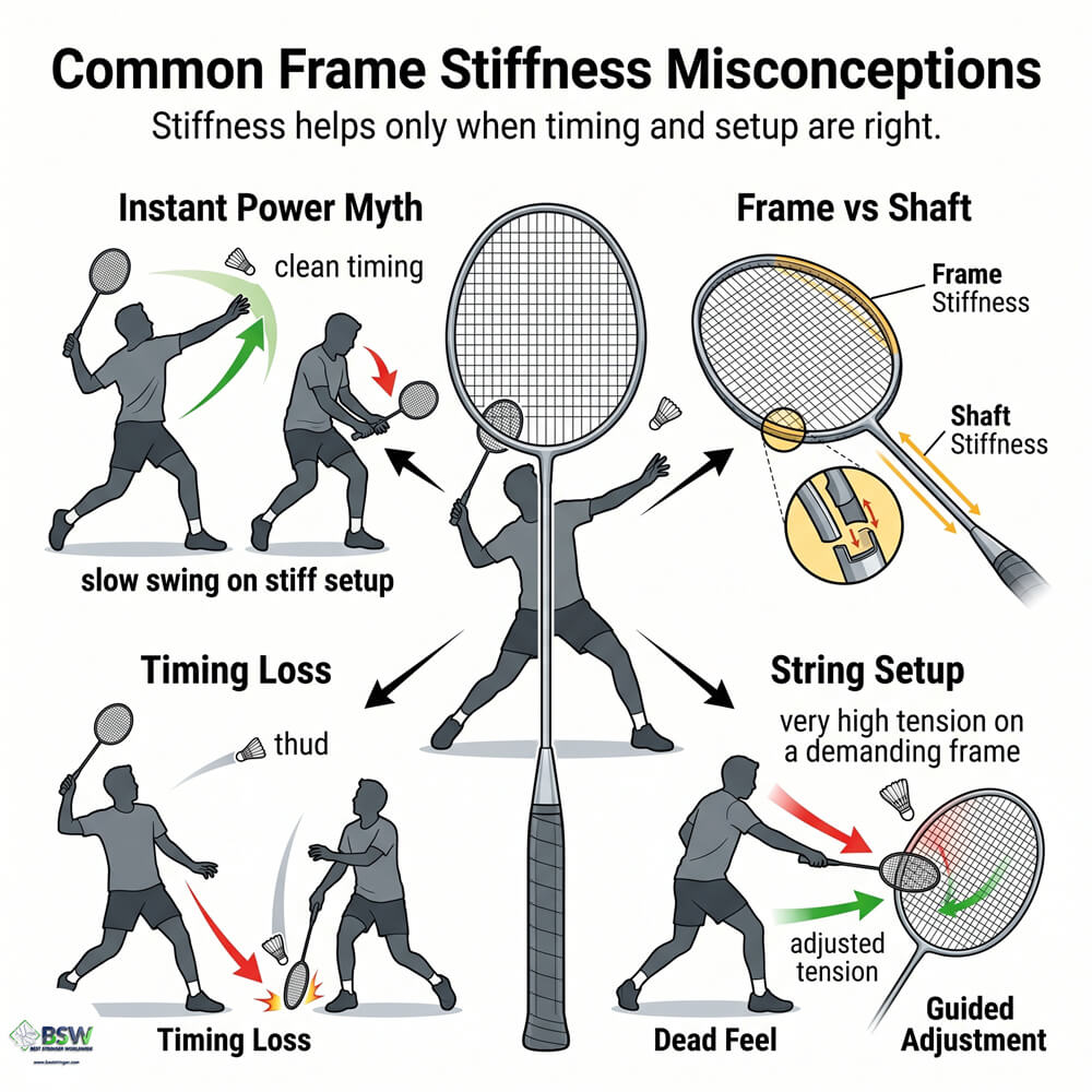 Badminton stringer explaining how string tension affects power response